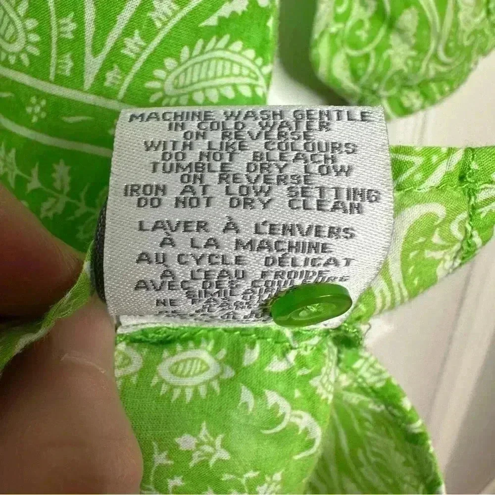 Nicole Miller Boho Style Shirt Green & White Size Medium - Picture 11 of 16